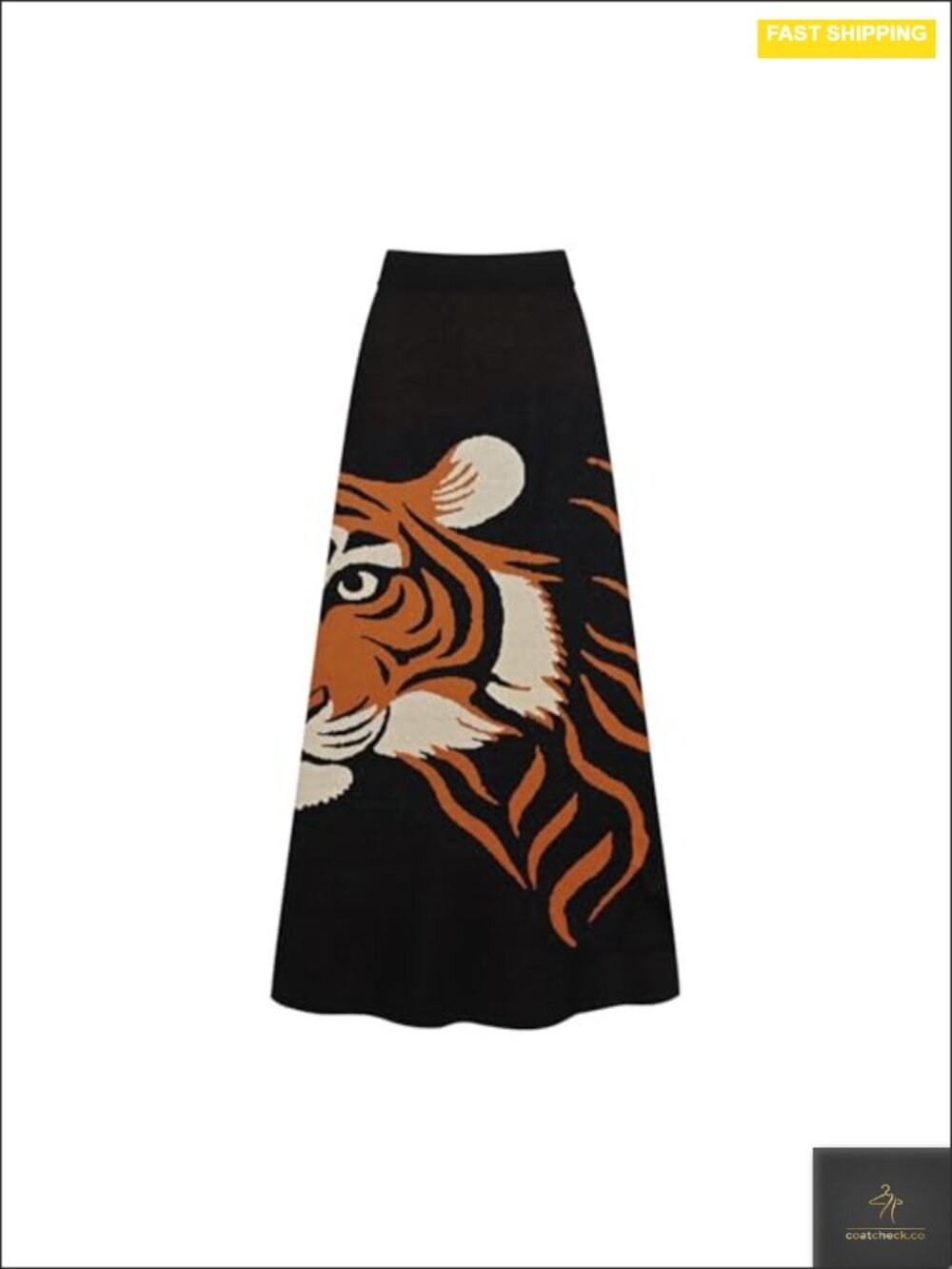 Women's Midi Knit Skirt, 1960s Retro High Waist A-Line Cotton